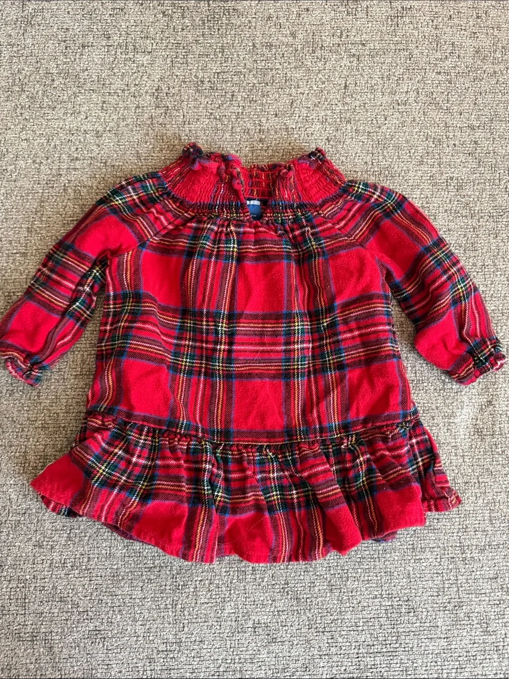 Old Navy Red Plaid Ruffle-Hem Long Sleeve dress